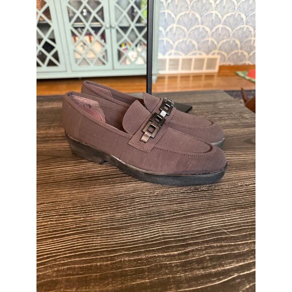 Stuart Weitzman Casual Latex Natural Loafers with Square Buckles Sz. 8 - Picture 3 of 7